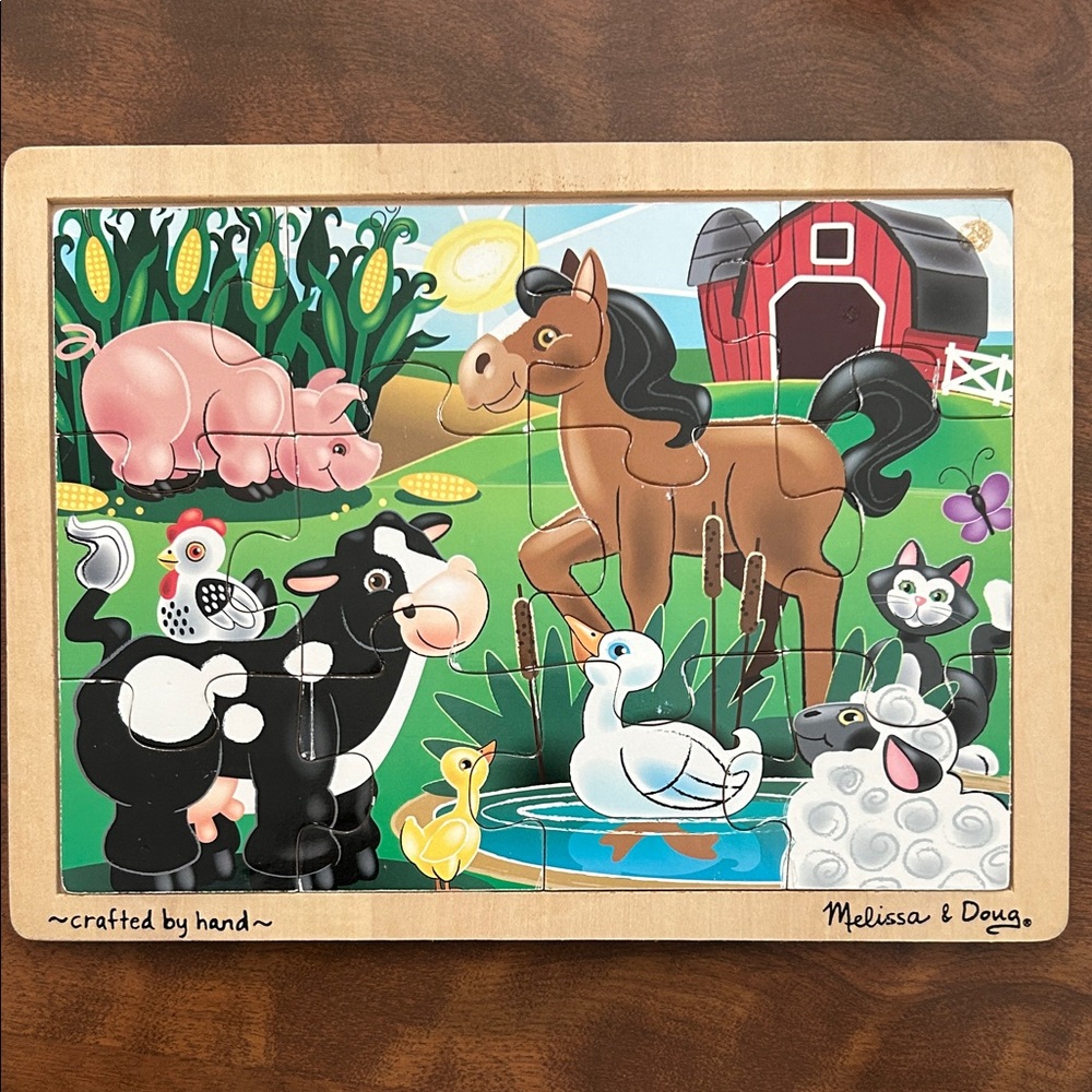 Melissa & Doug Farmyard Friends Puzzle - Brown, Black, White